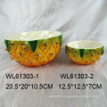 Handpainting ceramic pineapple fruit bowl in big size